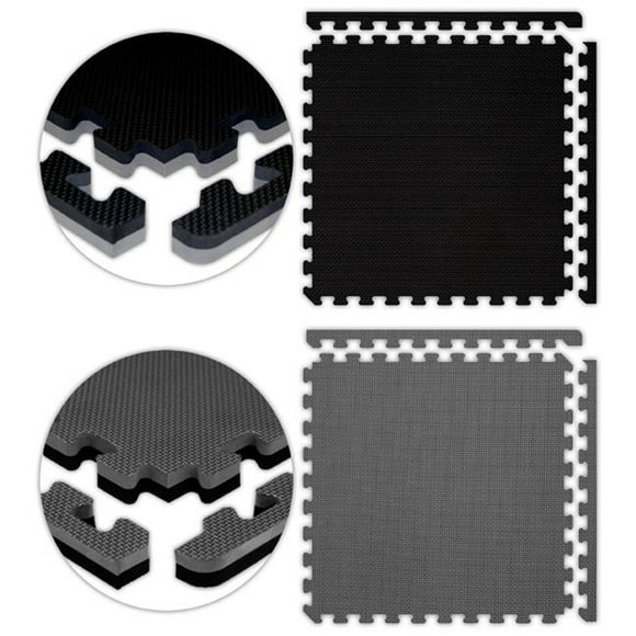 Alessco JSFRBKGY1010 Jumbo Réversible SoftFloors -Black-Grey -10 x 10 Set
