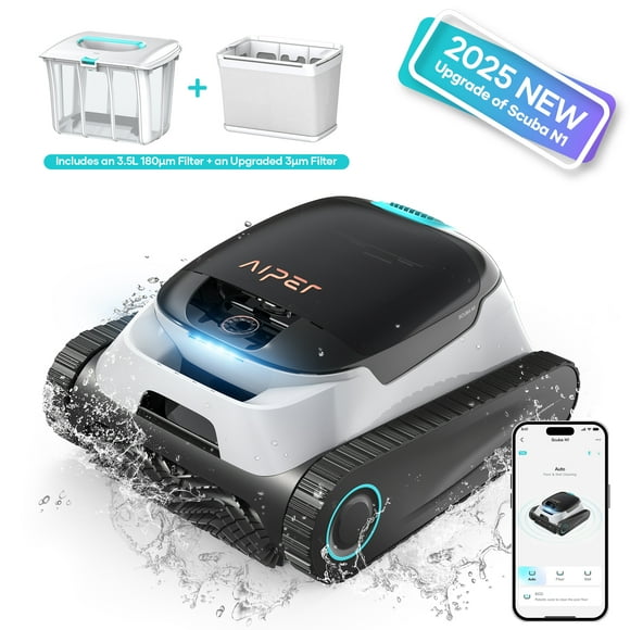 Aiper Scuba N1 Plus - Nettoyeur de Piscine Robotique avec Filtration MicromeshTM pour Piscines Creusées, Chenilles et Application Mobile