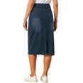 thumbnail image 4 of INSPIRE CHIC Women's Denim Skirts High Waist Zipped Split Back Midi Jean Skirts with Pockets M Black Blue, 4 of 6
