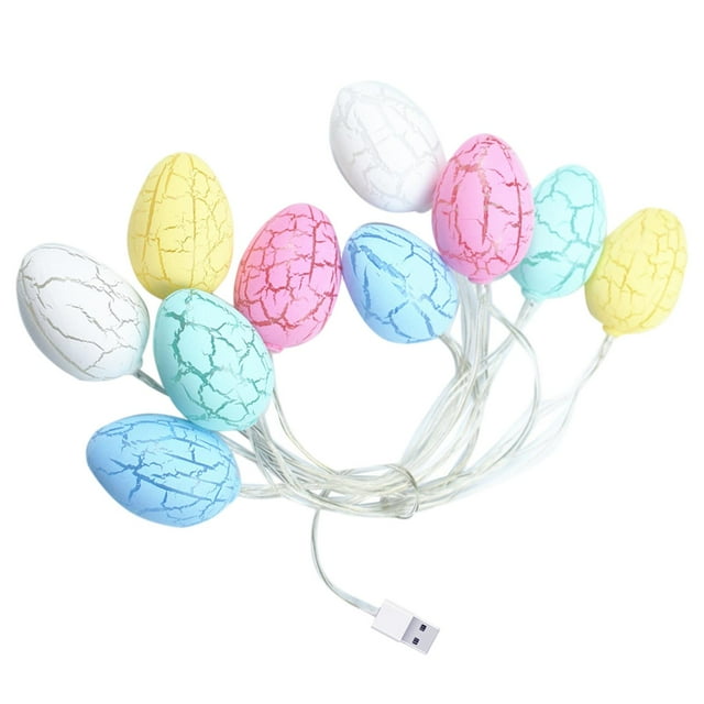 Lámpara colgante multicolor con 10 luces, luz de hadas, lámpara de huevo de Pascua USB de 2 metros