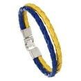 thumbnail image 1 of Pulsera de cuero con colores de bandera tejida. Pulsera de cuero tejida con colores de bandera. Joyería para adultos. Pulsera de cuero para hombres y mujeres., 1 of 1