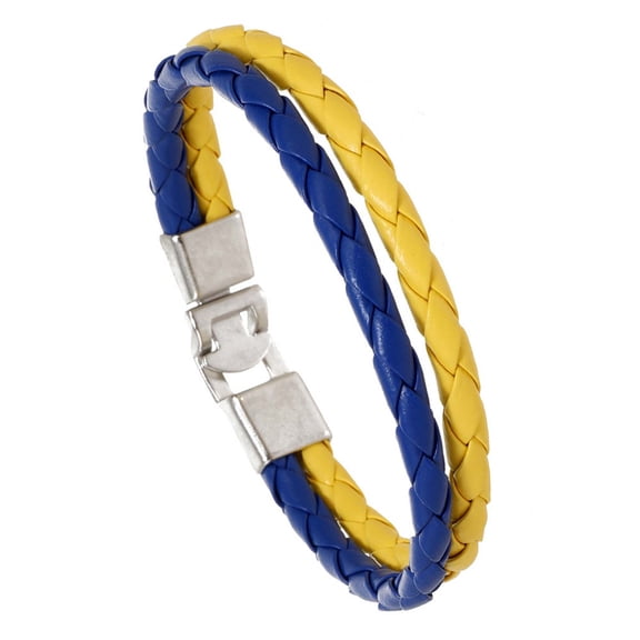 Woven Leather Flag Bracelet for Men & Women - Adjustable 8.7" Length, 0.4" Width - Alloy Clasp, Unisex Fashion Jewelry, Comfortable Wear, Washable, Gift for Him or Her