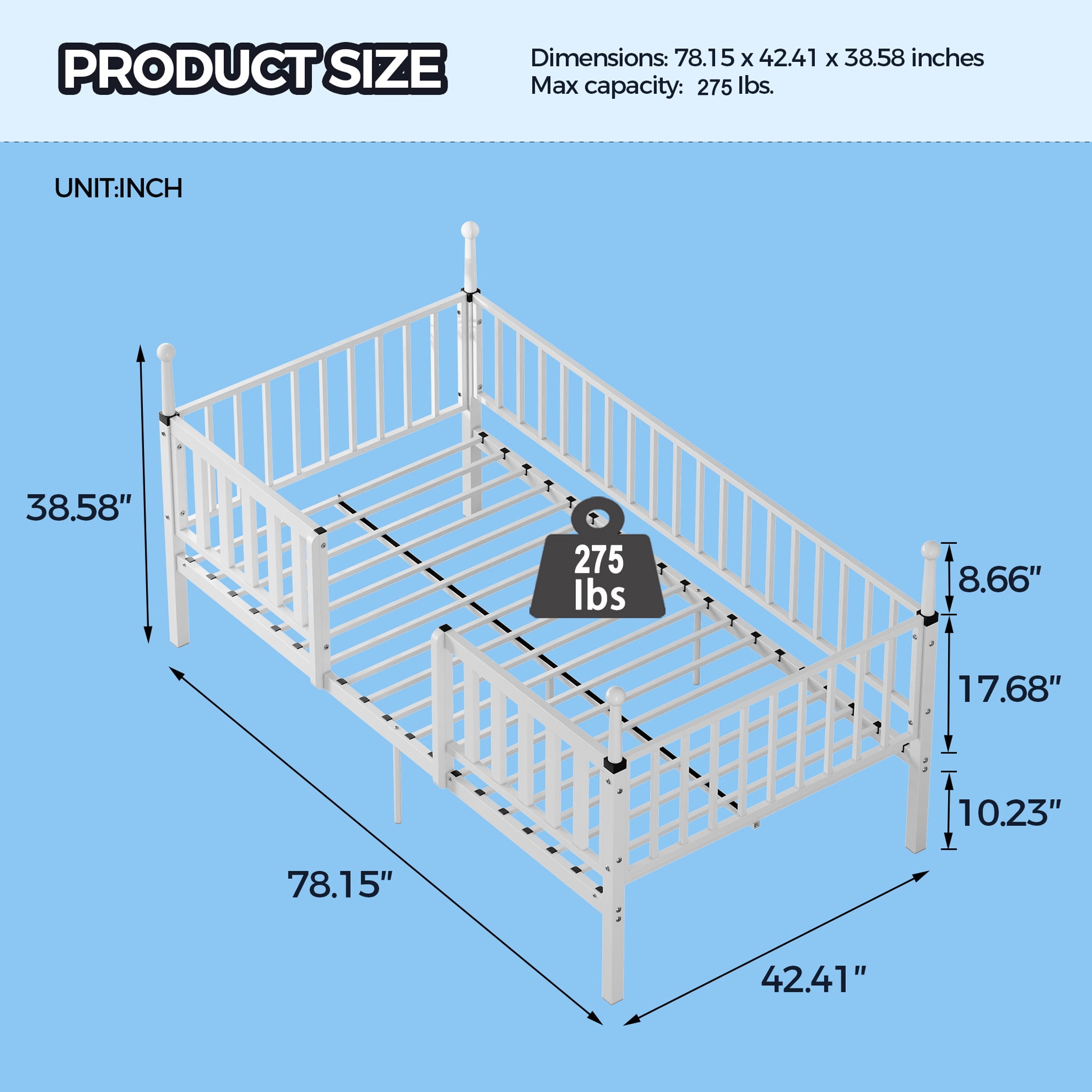 Leumius 11 inch Twin Bed Frame,Heavy Duty Metal Platform,No Box Spring Needed,Easy Assembly,White