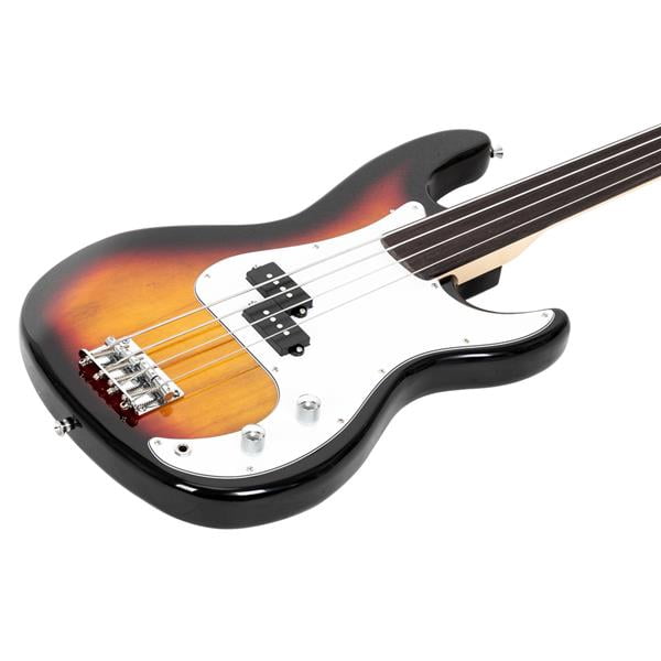 Fretless Bass Guitar Full Size 4 String for experienced Bass Players Cord Wrench Tool Sunset Color