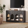 thumbnail image 7 of Litake 55 Inch White/Black Fluted Buffet Cabinet, Modern Sideboard with Drawers & 4 Transparent Acrylic Doors, Wood Kitchen Storage Cabinet for Dining Room, Living Room Accent Furniture, 7 of 7