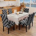 thumbnail image 2 of Stretch Dining Chair Slipcovers, Geometric Print Dining Chair Covers, Removable Washable Spandex Furniture Seat Protector for Kitchen Room Hotel Table Banquet (6 Per Set, Black), 2 of 7