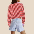 thumbnail image 5 of Annhoo Cropped Sweatshirt for Women Fall Casual Long Sleeve Crewneck Striped Tops Loose Color Block Clothes, 5 of 5