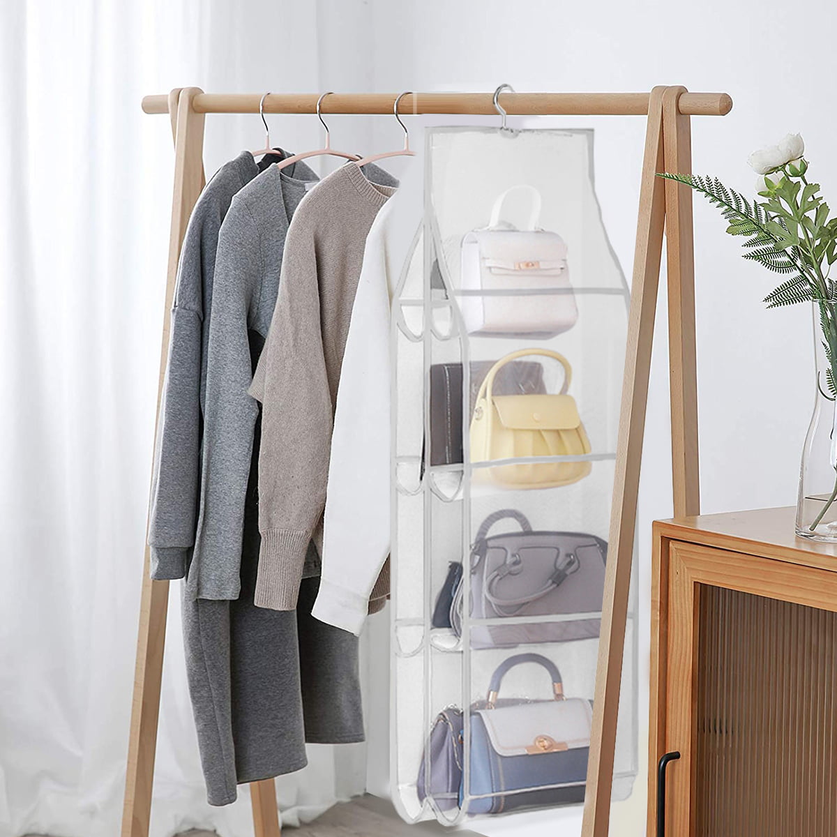 8 Pockets Hanging Closet Organizer Clear Foldable Handbag Purse Storage Bag  Bags - Walmart.ca