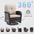 thumbnail image 6 of MeetLeisure 3-Piece Wicker Outdoor Conversation Set, Including 2 Swivel Rocking Chairs and 1 Wicker Side Table (Brown/Beige), 6 of 11