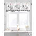 thumbnail image 2 of Retro Rural Linen Curtain Valance for Bedroom/Bathroom/Kitchen/Living/Dining Room Window,Farmhouse Rooster Hen Floral Black White Boho Pocket Topper Drapes Decorative Cafe Drapery Panel 54"x18", 2 of 6