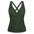 thumbnail image 2 of Firpearl Underwire Tankini Tops for Women Swimwear Supportive Swimsuits Top Criss Cross Bathing Suit Tops Deep Army Green US16, 2 of 7