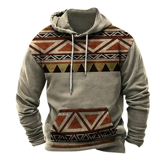 fartey Cyber et Monday Deals chez Walmart pour Aujourd'hui Chandails à Capuchon à Imprimé Ethnique Aztèque pour Hommes Chemise Tribale Chandails Molletonnés Chandail Usé Chandail Actif Hauts Henley pour Grands Hommes