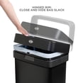 thumbnail image 6 of 13 Gallon Trash Can - 50L Slim Open Top Garbage Bin for Commercial Spaces, Kitchen, Office - Narrow Rectangular Black Stainless Steel Body with Hinged Rim Protection, 6 of 10