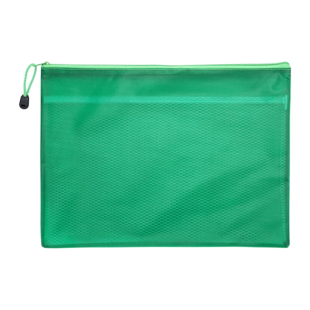 BINGLI Mesh Zipper Pouch A4 Size, Large Double Pocket Lightweight Nylon Transparent File Bag, Foldable Document Storage for Puzzle Project/Cross Stitch/Travel/Office