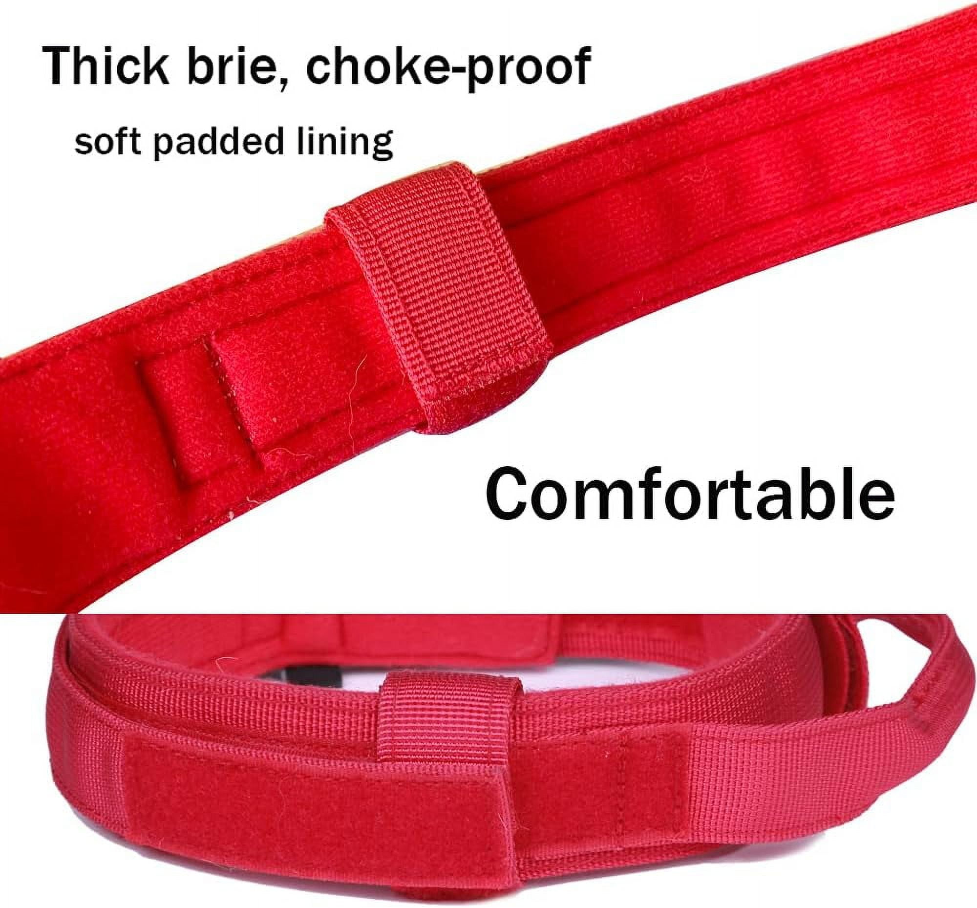 Tactical Dog Collar Military Dog Collar Adjustable Nylon Dog Collar Heavy Duty Metal Buckle with Handle for Dog Training (Red,L)