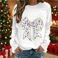 thumbnail image 2 of Makaor Sweatshirt Women Christmas Crew Neck Tops Fleece Long Sleeve Pullover Graphic Casual Fall Clothes White S, 2 of 4