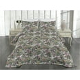 thumbnail image 2 of Ambesonne Flower Quilted Coverlet 3 Pcs, Leaves Blossoming Petals Art, Queen Size, Grey Pink and Sage Green, 2 of 4