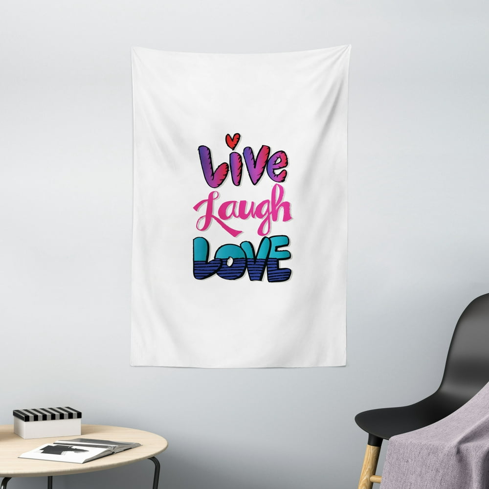 Live Laugh Love Tapestry, Vintage Inspirations in Colorful Live Laugh ...
