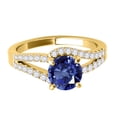 thumbnail image 2 of Mauli Jewels Engagement Rings for Women 1.15 Carat Sapphire And Diamond Twin Shank Engagement Ring Crafted 4 Prong-Setting 14k Solid Yellow Gold, 2 of 6