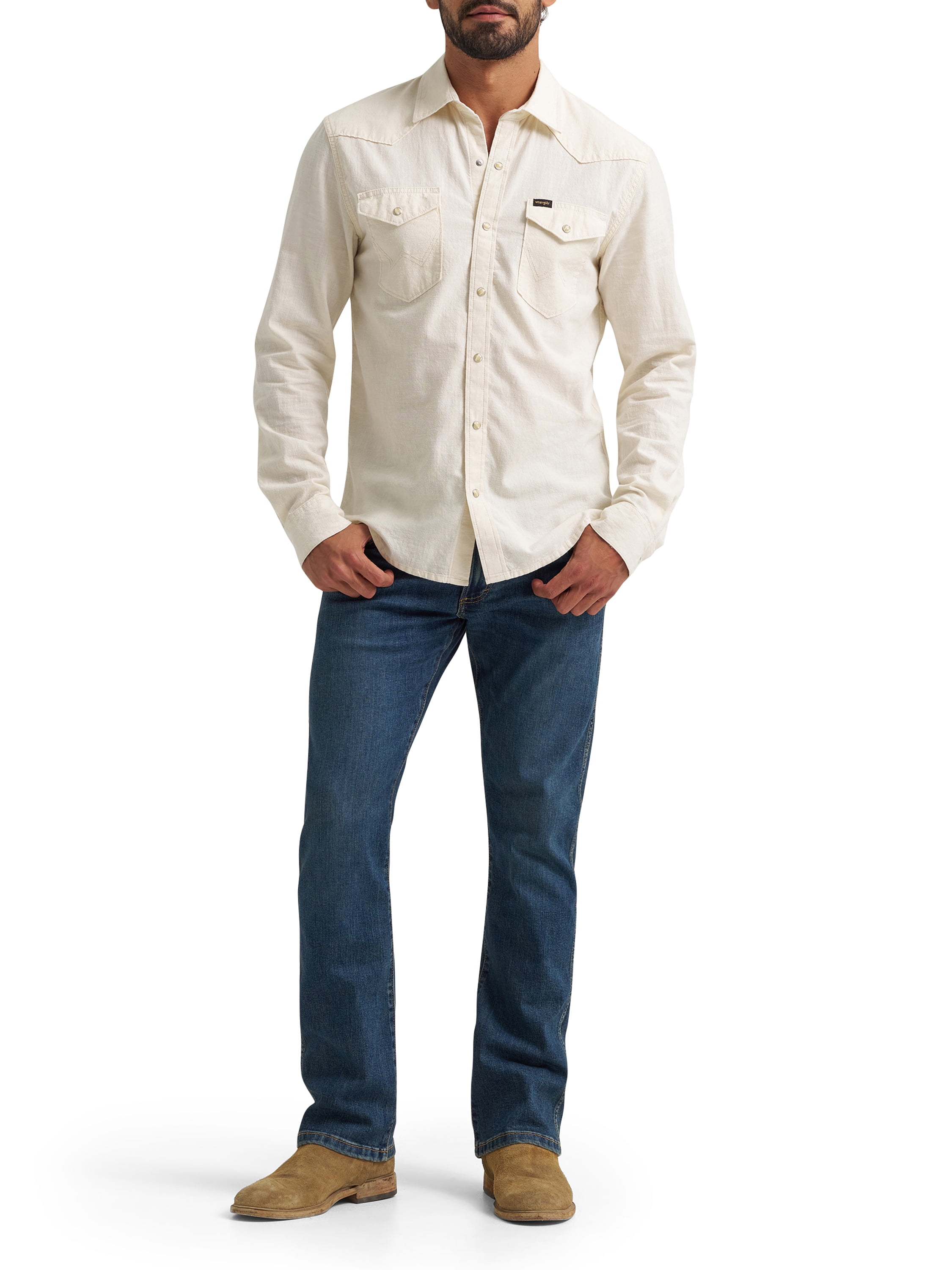 Wrangler® Men's Regular Fit Long Sleeve Denim Shirt, S-2XL