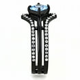 thumbnail image 4 of Luxe Jewelry Designs Women's Black IP Stainless Steel Cuff Ring with Square Sea Blue Cubic Zirconia, 4 of 4