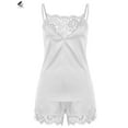 thumbnail image 5 of PULLIMORE Womens Satin Cami Set Sexy Nighties Silky Shorts Deep V Lace Lingerie Sleepwear Set Nightwear (M, White), 5 of 8