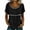 Black, variant on Women's Lace Patch Blouse Round Neck Hollow Out Short Sleeve Casual Top Summer Boho Beach Tops Trendy Dressy Tunic Top