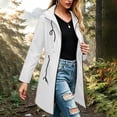 thumbnail image 4 of CFLVAEK Women's Long Rain Jackets Plus Size Drawstring Waisted Waterproof Hooded Trench Coat Outdoor Hiking Windbreaker with Pockets White XL, 4 of 6