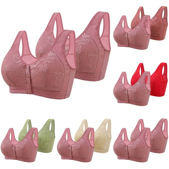 GERsome 2 Pack Womens Front Closure Bras Post Surgical Bra for Women Full Coverage Wireless Comfort Everyday Bras S-4XL