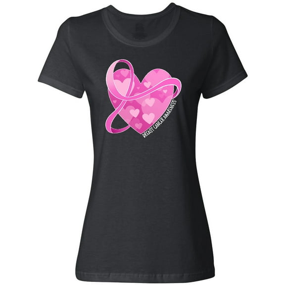 Inktastic Breast Cancer Awareness Pink Ribbon Around Heart Women's T-Shirt