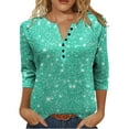 thumbnail image 4 of NSLGXD 3/4 Length Sleeve Womens Tops Trendy Button V Neck Henley Shirts Gradient Color Casual Boho T-Shirts Loose Comfy Tunic Tops Blouses Summer Vacation Shirts for Women 2025, 4 of 6