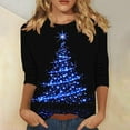 thumbnail image 2 of Christmas 3/4 Sleeve T Shirts for Women Plus Size T Shirt Crew Neck Casual Tops Fashion Printed Round Neck Tops, 2 of 5