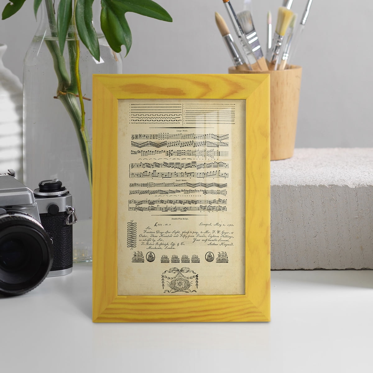 Deckled Encyclopediae V (AS) -Framed Print w/glass-Sunflower Yellow