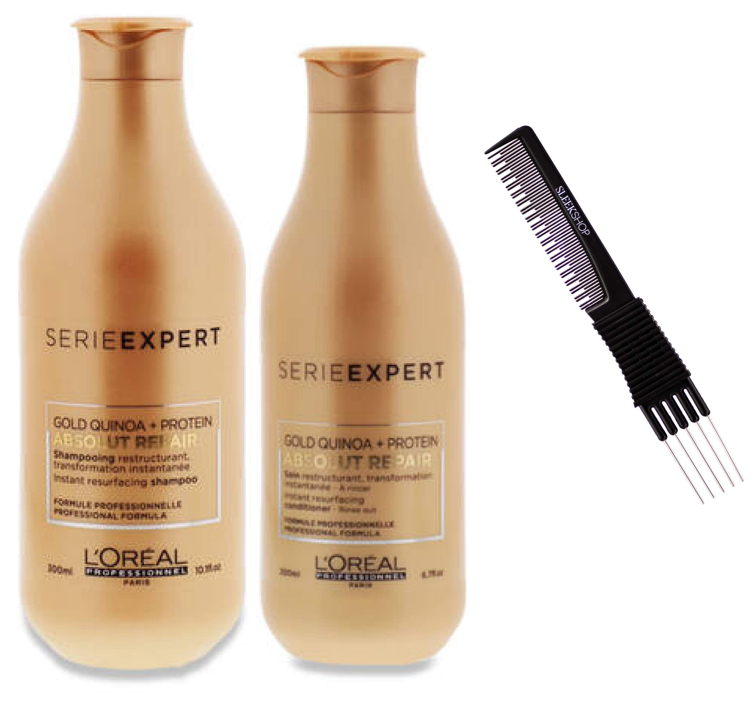 Scottish shortly foolish Loreal SERIE EXPERT ABSOLUT REPAIR Instant Resurfacing Hydrating Shampoo &  Conditioner DUO Set, Gold Quinoa + Protein (w/ Sleek Teasing Comb) Absolute  Kit (10.1 oz + 6.7 oz) L'oreal Hair Kit Set - Walmart.com