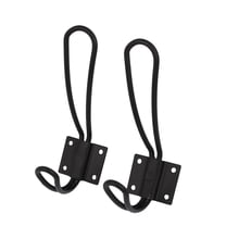 REGALWOVEN 5.15' Length Metal Black Wall Mount Coat Double Hooks, 2 Pack