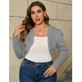 thumbnail image 2 of Yesfashion Women's Long Sleeve Cardigan Knit Sweaters Cropped Open Front Short Curved Cardigan, 2 of 6