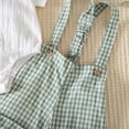 thumbnail image 6 of ATOGUTA Matching Set Boy Button Down Romper Shirts and Plaid Overalls with Adjustable Straps Size 0-18M Kids Clothing Green, 6 of 8