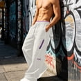 thumbnail image 5 of SAWOBUUN Mens Baggy Pants Wide Leg Elastic Waist Contrast Stitching Cargo Pants Y2K Streetwear Trousers with Zipper Pockets, 5 of 9