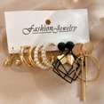 thumbnail image 1 of Juego de pendientes de aro de perla de 17KM, Pendientes colgantes de acrílico de mariposa para mujer, pendiente de Metal hueco chapado en oro, joyería de dibujos animados Tan Jianjun unisex, 1 of 2