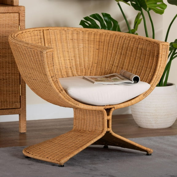 bali & pari Tulip Boho Lounge Chair, Light Honey