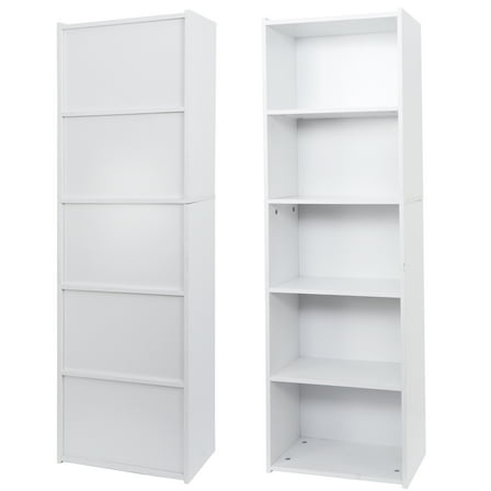 LYYHTY 5-Tier Organizer MDF Bookshelf Open Shelf Bookcase Storage Shelf Home White