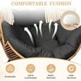 thumbnail image 3 of Walsunny Egg Chairs Outdoor Patio Wicker Oversized Egg Shell Lounger Lawn Chair with Cushion for Indoor Outside Porch Balcony Backyard, Original Wood Color Rattan Gray Cushion, 3 of 8