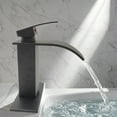 thumbnail image 6 of Bathroom Sink Faucet Waterfall Spout Hold & Cold Mixer Tap Single Handle Modern Lavatory Vanity Sink Faucet with Hose Deck Plate for 1 or 3 Holes, Matte Black, 6 of 10