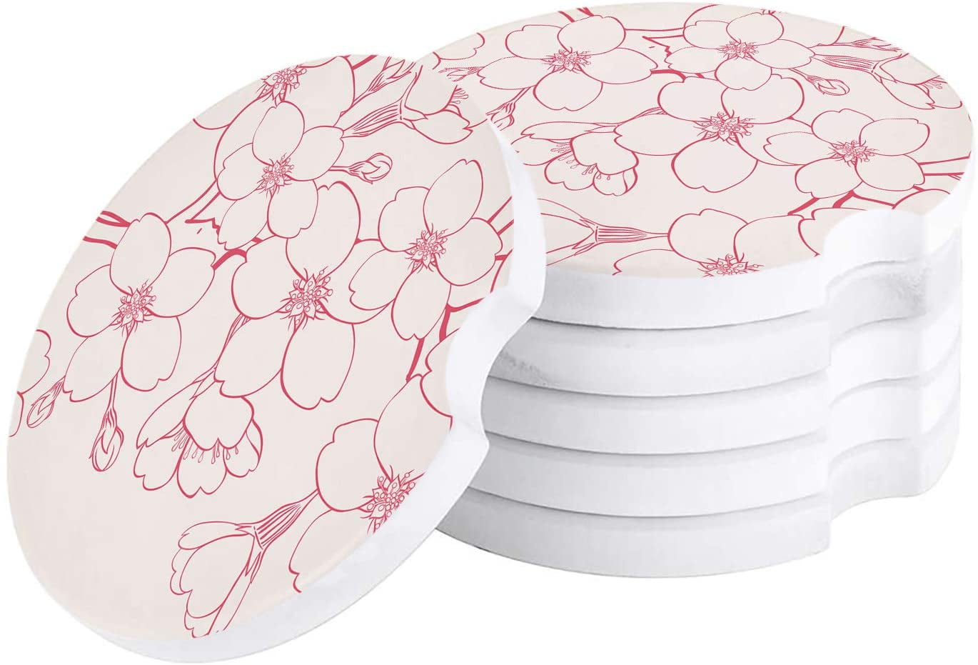FMSHPON Simple Retro Spring Flower Set of 4 Car Coaster for Drinks ...