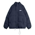 thumbnail image 2 of Jinhomg Winter Puffer Jacket for Women Oversized Comfy Double Closure Down Coat Thermal Long Sleeve Stand Collar Fluffy Outerwear with Pockets Limited Time Deal Black M, 2 of 8