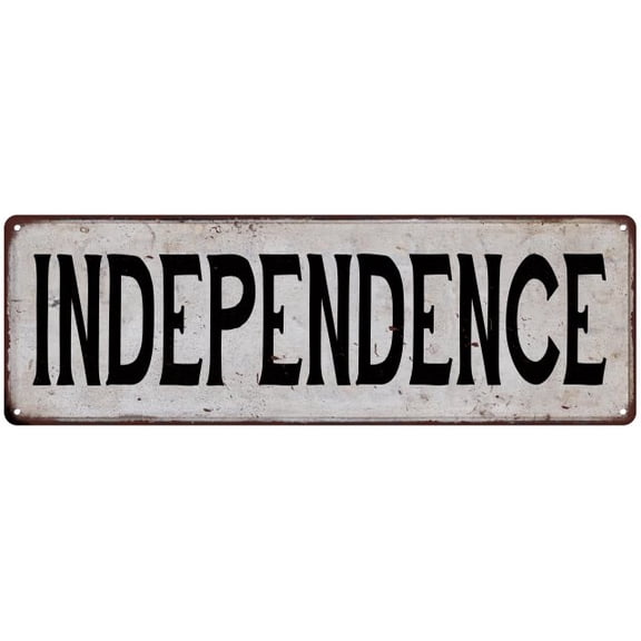 INDEPENDENCE Vintage Look Rustic Metal City State Sign 8 x 24 Matte Finish Metal 108240041353