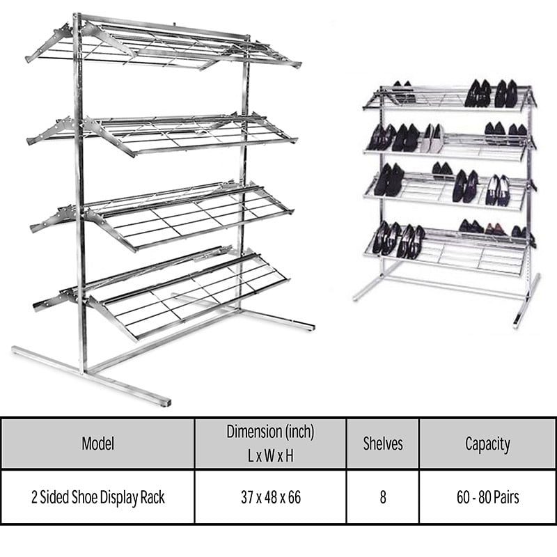 2 Sided Shoe Rack Shoe Storage 8 Shelves Holds 6080 Pairs of Shoes