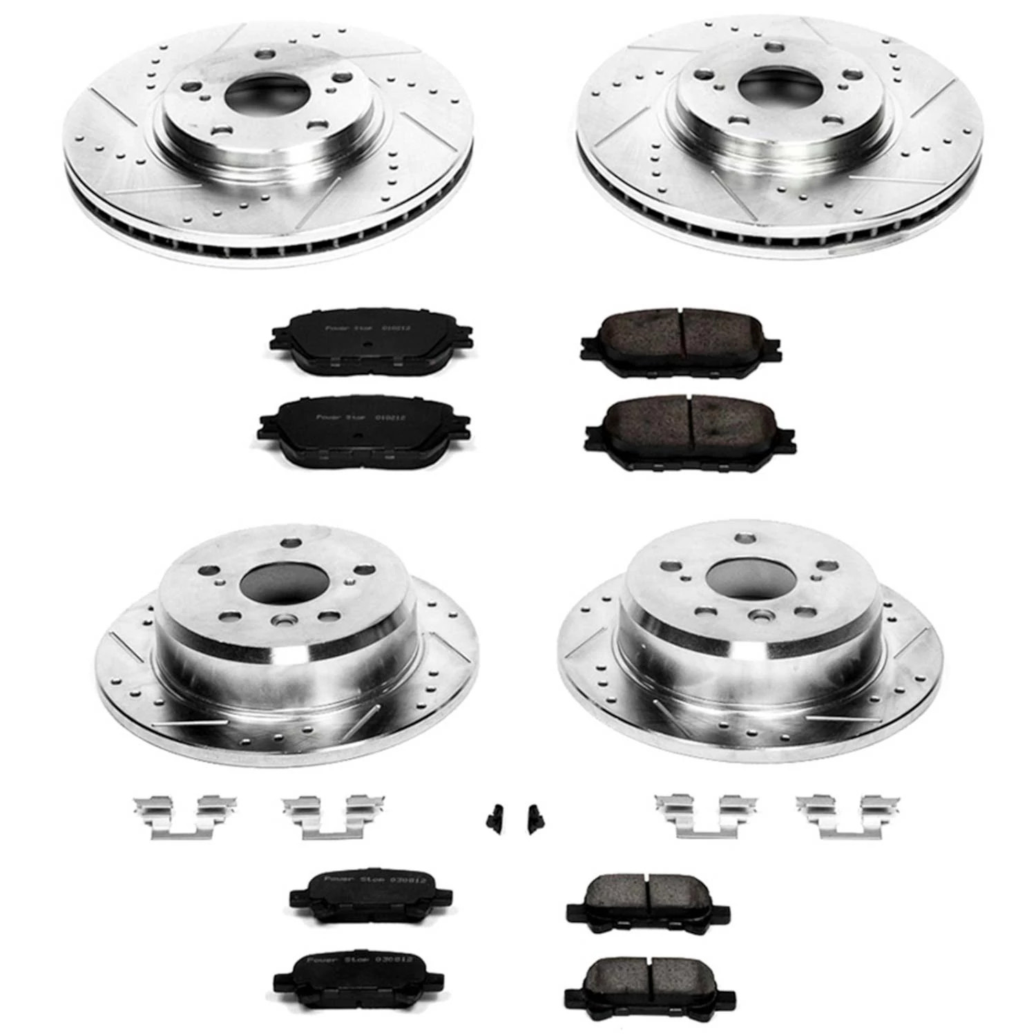 PowerStop Front and Rear Z23 Evolution Sport Carbon-Fiber Ceramic Brake Pad and Drilled & Slotted Rotor Kit Fits: TOYOTA Select Models K1144
