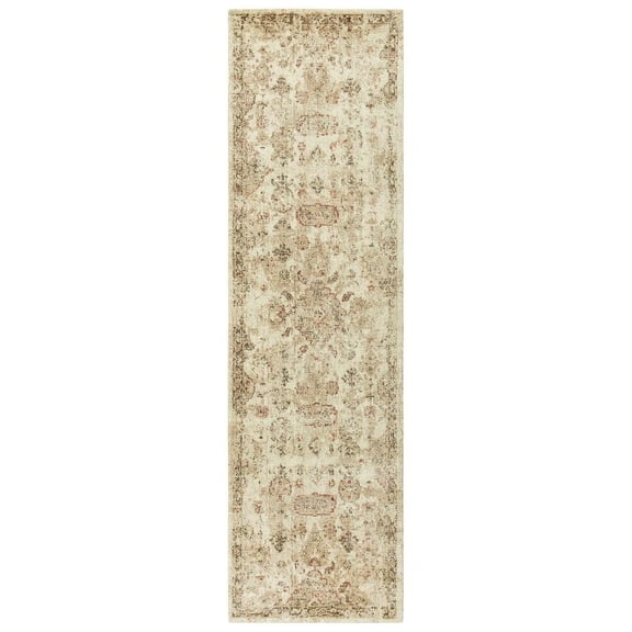 Alora Decor Euphoria 2'6" x 10' Distress Beige/Brown/Rust Hybrid Area Rug
