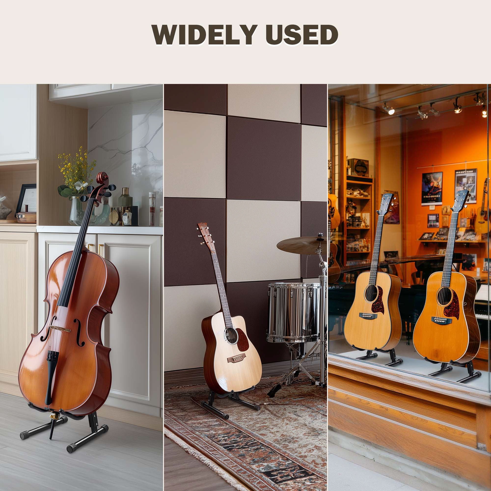Yescom Folding Guitar Stand Floor A-Frame with Foam Arms Black Instrument Display Stand Universal Fit for Acoustic Guitars Banjo Electric Bass